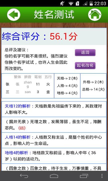 姓名测试打分标准名字打分